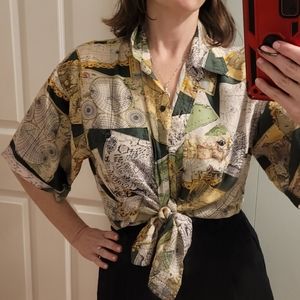 Vintage silk safari style shirt.  Size M